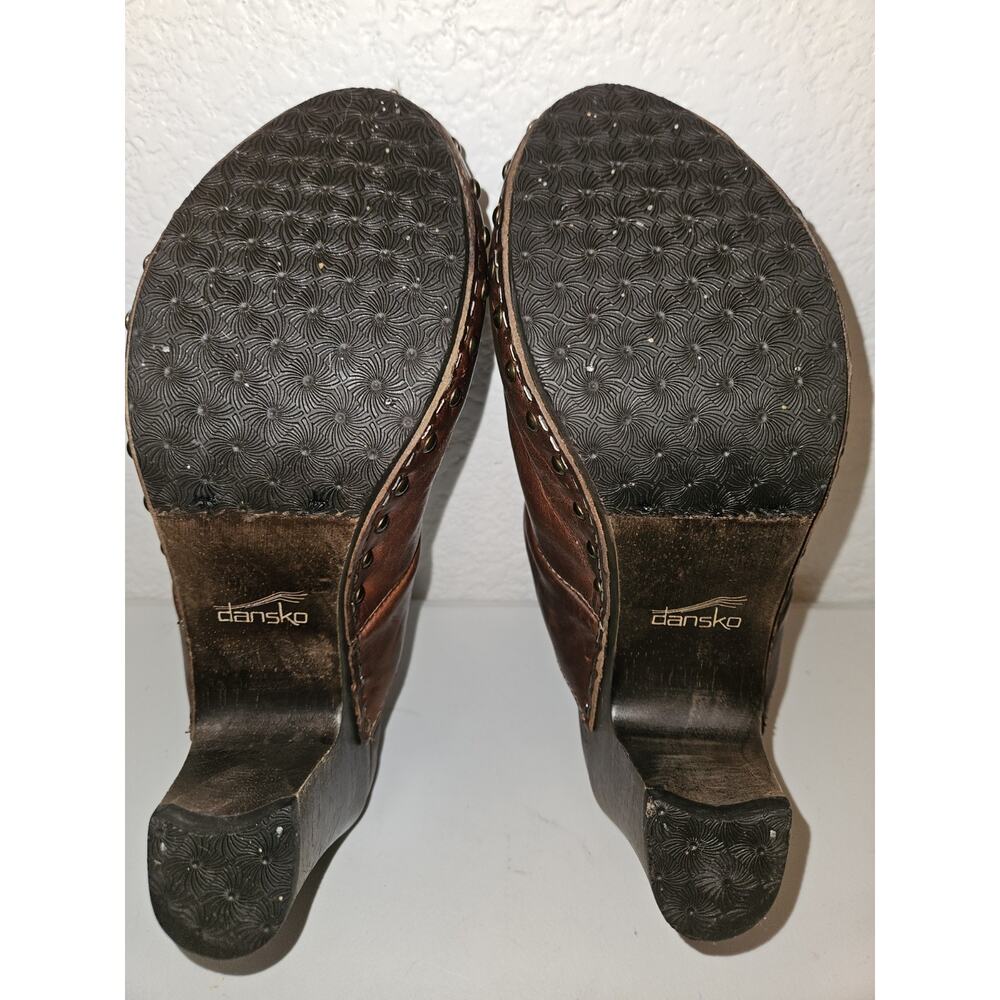 Dansko Rae Brown Leather Studded Clogs Mules Heels Womens Size 37, US 6.5-7 - Picture 11 of 12